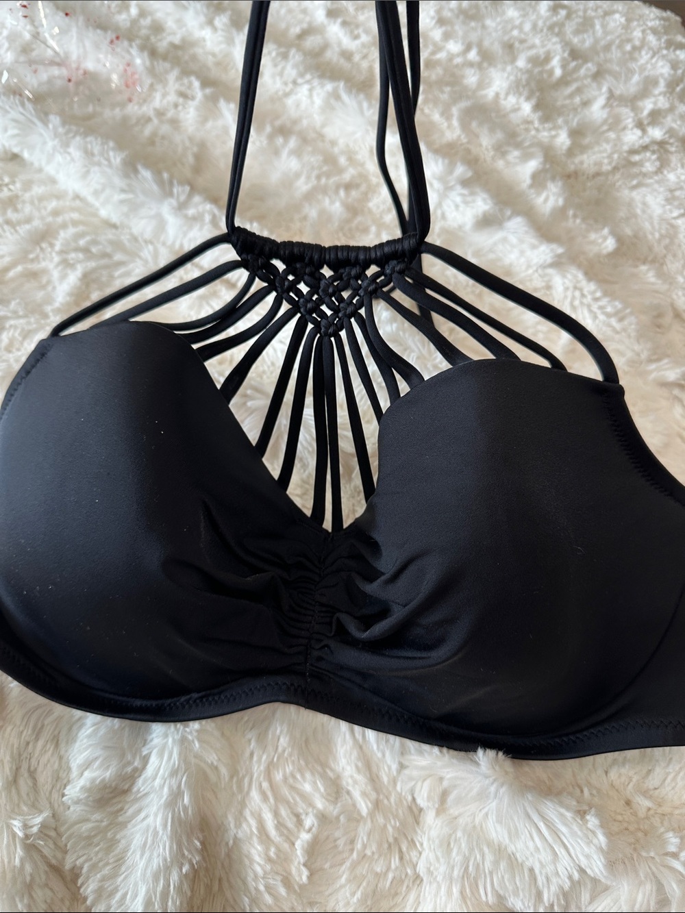 Shade & Shore Black Strappy Bikini Top-34 DD